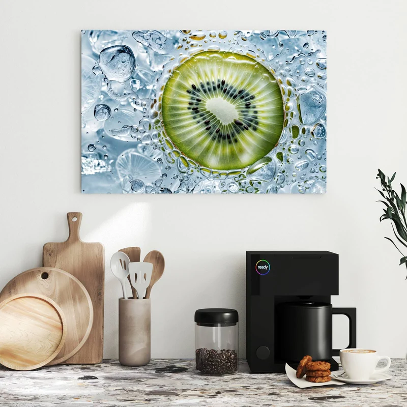 Metall Magnettafel - Kiwi in Wasserblasen
