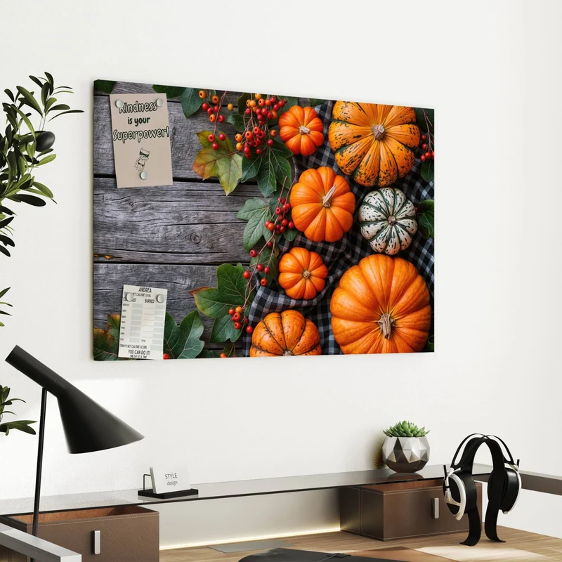 Metall Magnettafel - Kürbisse und Beeren