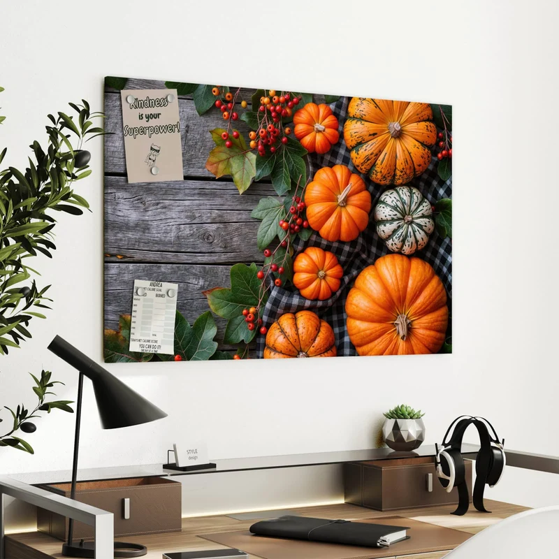 Metall Magnettafel - Kürbisse und Beeren