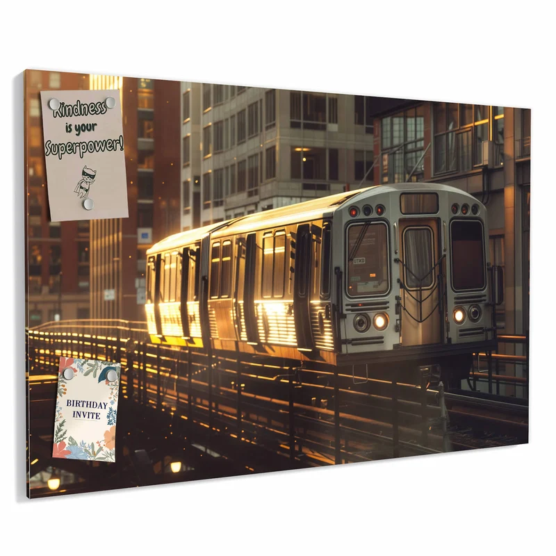 Metall Magnettafel - Hochbahn im Abendlicht