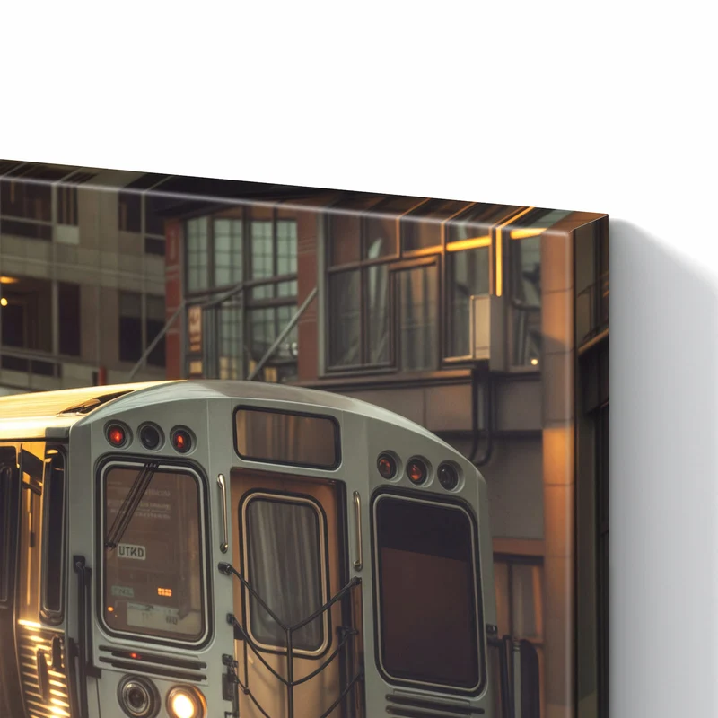 Metall Magnettafel - Hochbahn im Abendlicht