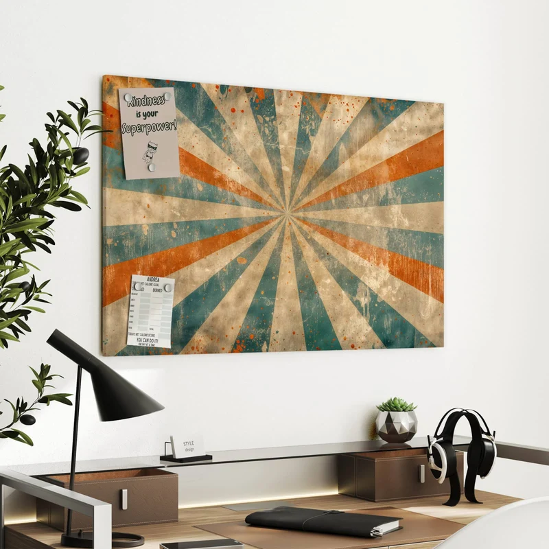 Metall Magnettafel - Strahlenkranz in Orange