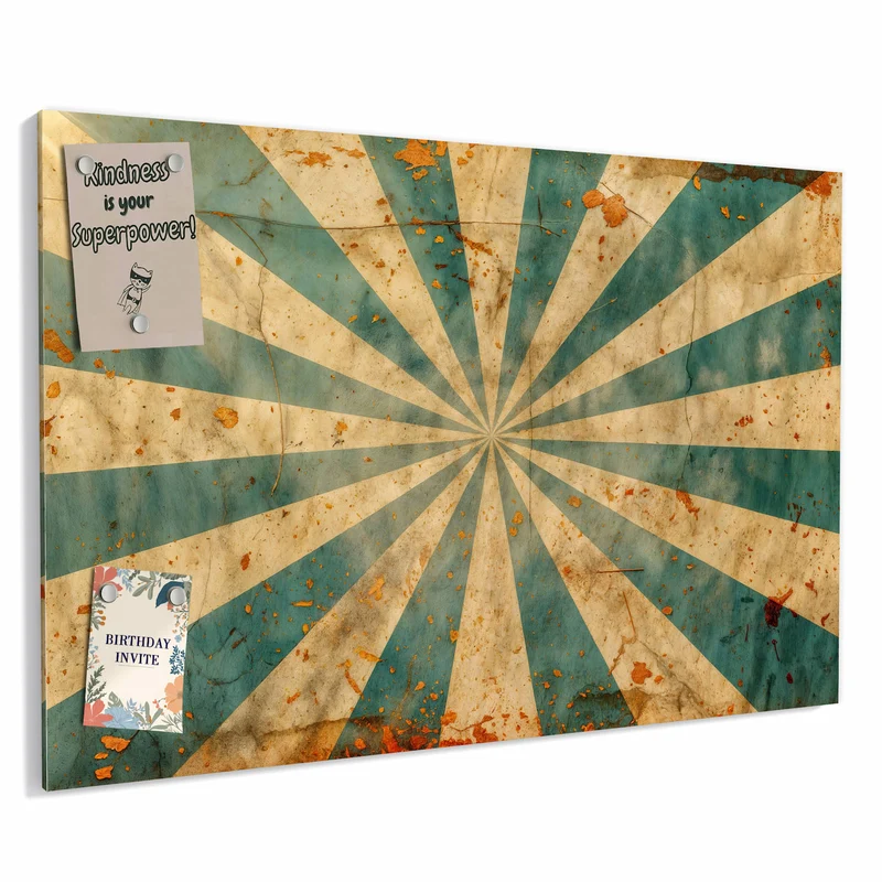 Metall Magnettafel - Retro Sonnenstrahlen