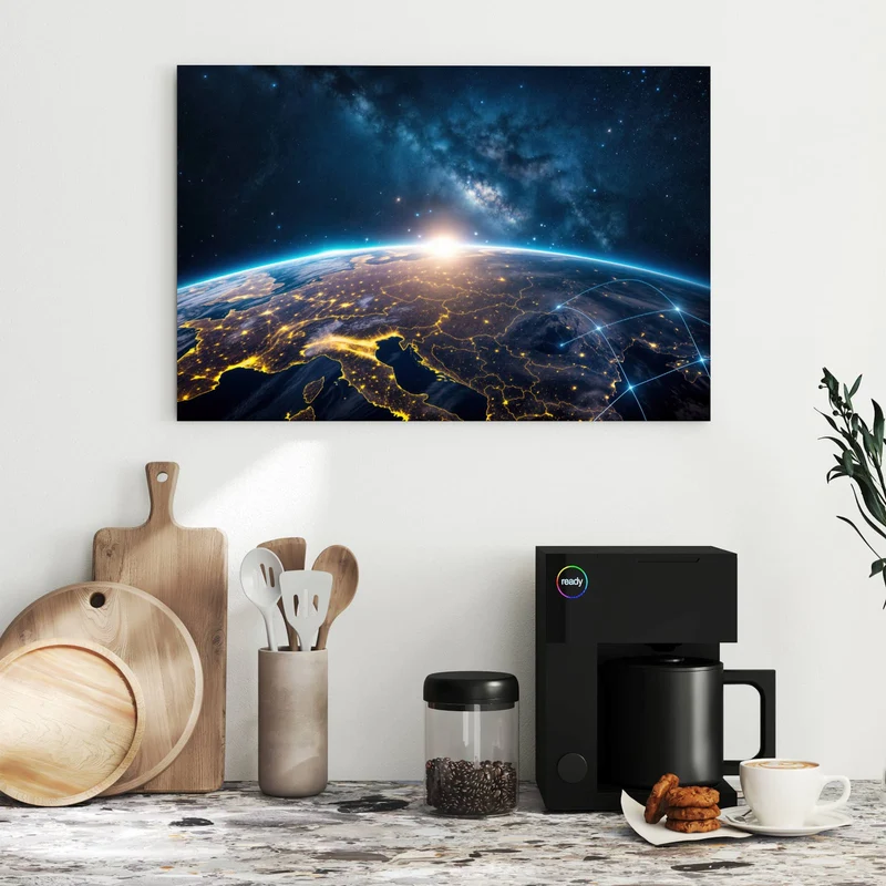 Metall Magnettafel - Vernetzte Erde