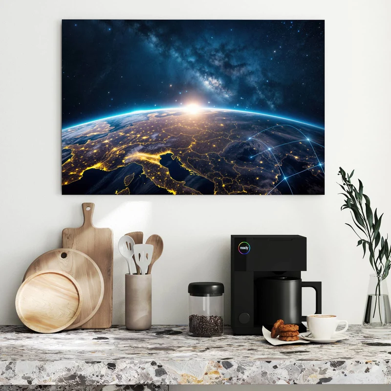 Metall Magnettafel - Vernetzte Erde