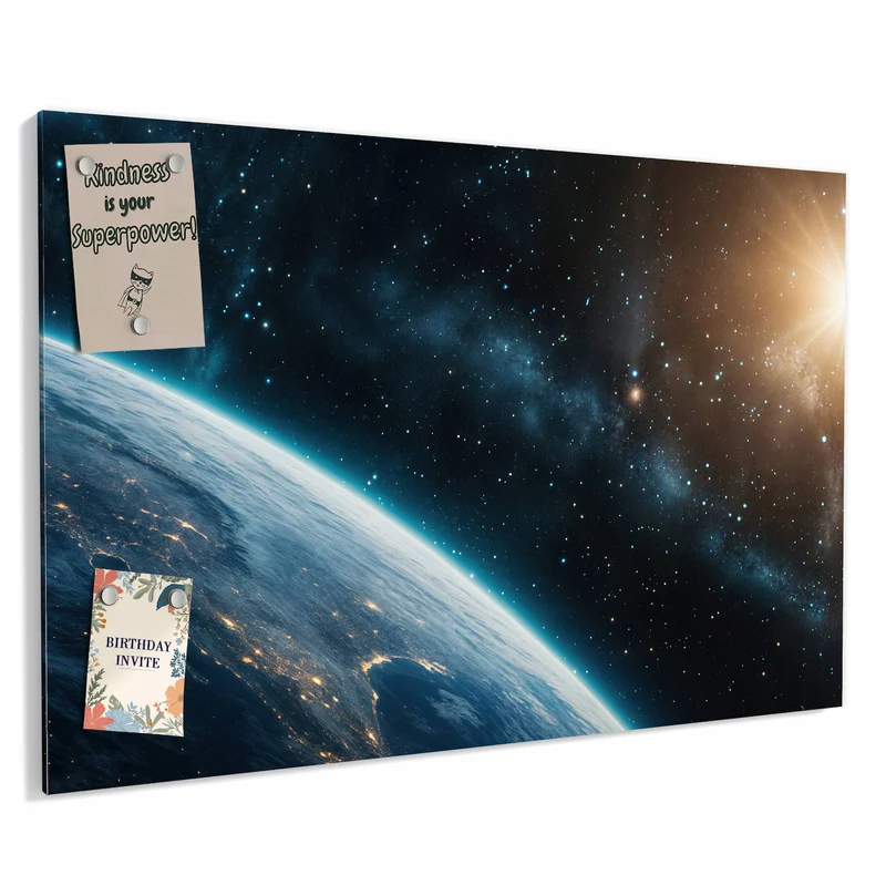 Metall Magnettafel - Erdrand im Sternenlicht