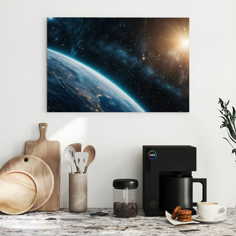 Metall Magnettafel - Erdrand im Sternenlicht