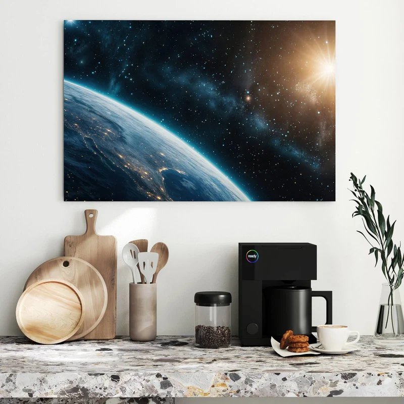 Metall Magnettafel - Erdrand im Sternenlicht