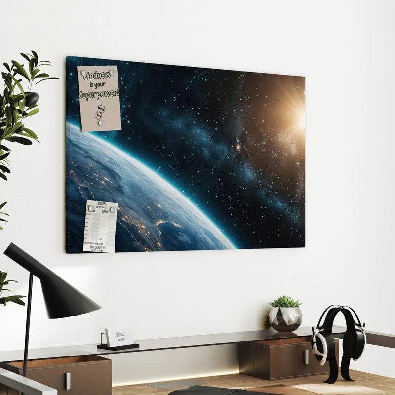 Metall Magnettafel - Erdrand im Sternenlicht