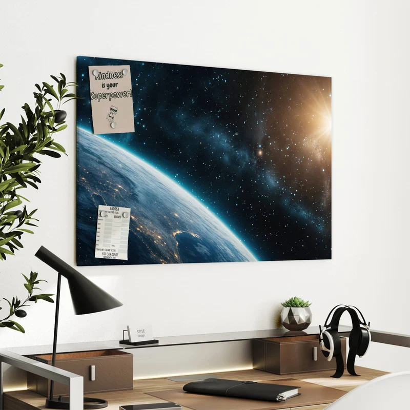 Metall Magnettafel - Erdrand im Sternenlicht