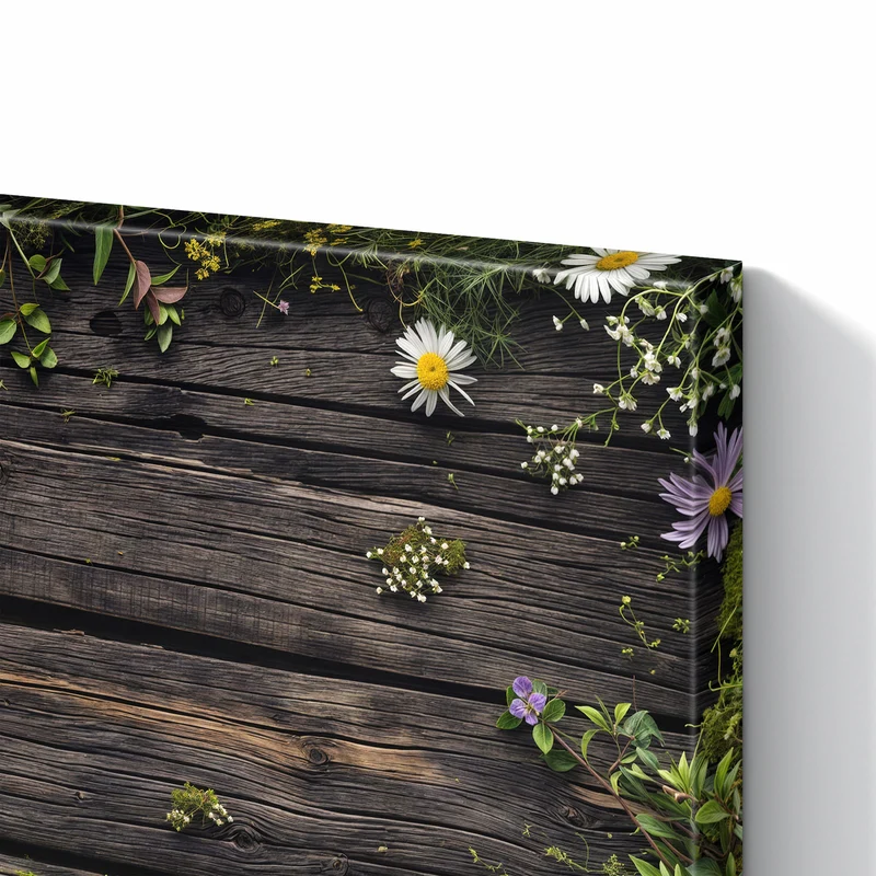 Metall Magnettafel - Wildblumen auf Holz