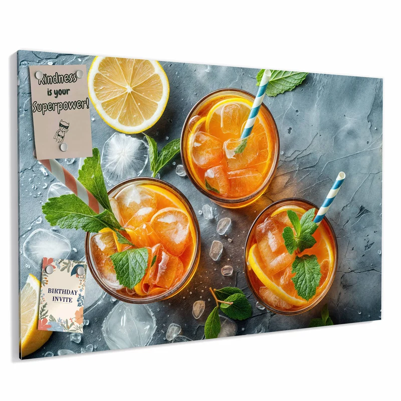 Metall Magnettafel - Drei Drinks mit Zitrone