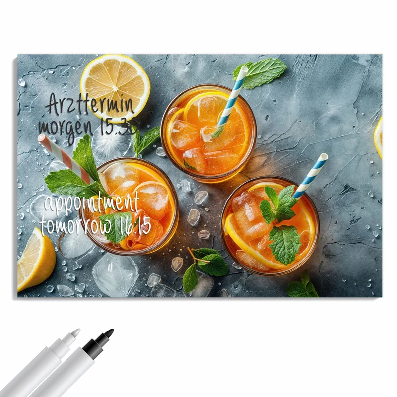 Metall Magnettafel - Drei Drinks mit Zitrone