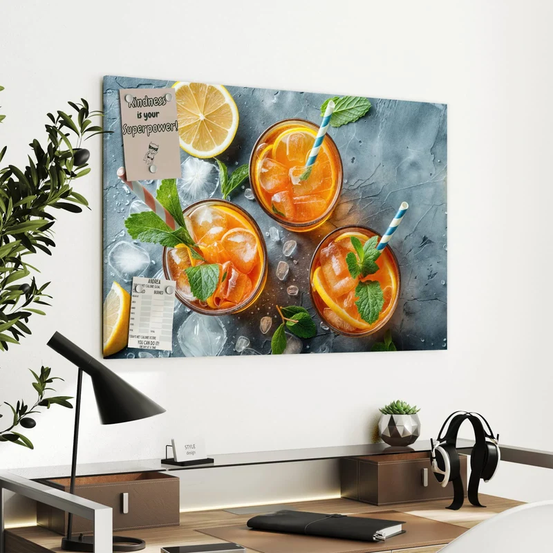 Metall Magnettafel - Drei Drinks mit Zitrone