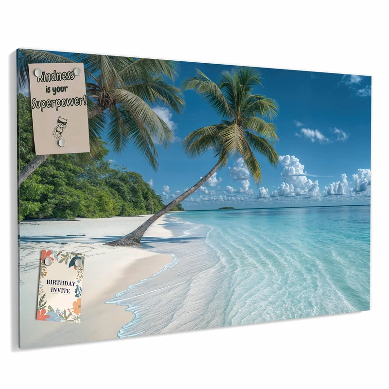 Metall Magnettafel - Zwei Palmen am Meer