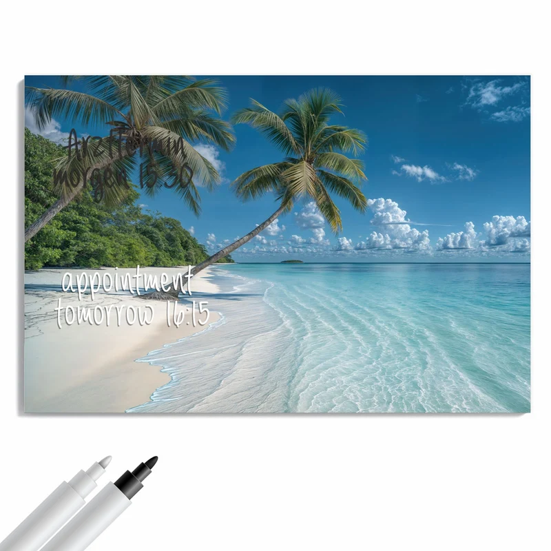 Metall Magnettafel - Zwei Palmen am Meer