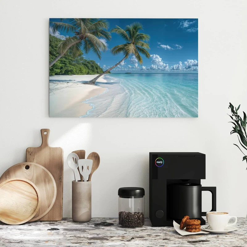 Metall Magnettafel - Zwei Palmen am Meer