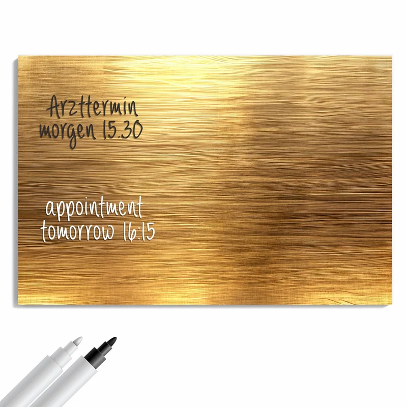 Metall Magnettafel - Gebürstetes Gold