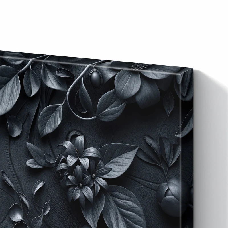 Metall Magnettafel - Blütenrelief in Schwarz