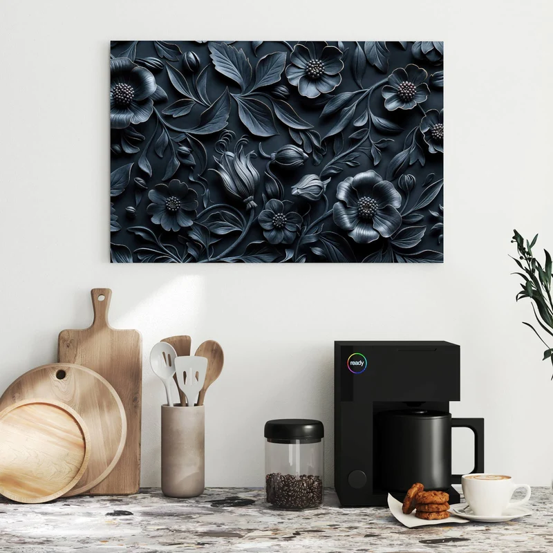 Metall Magnettafel - Relief in Anthrazitblau