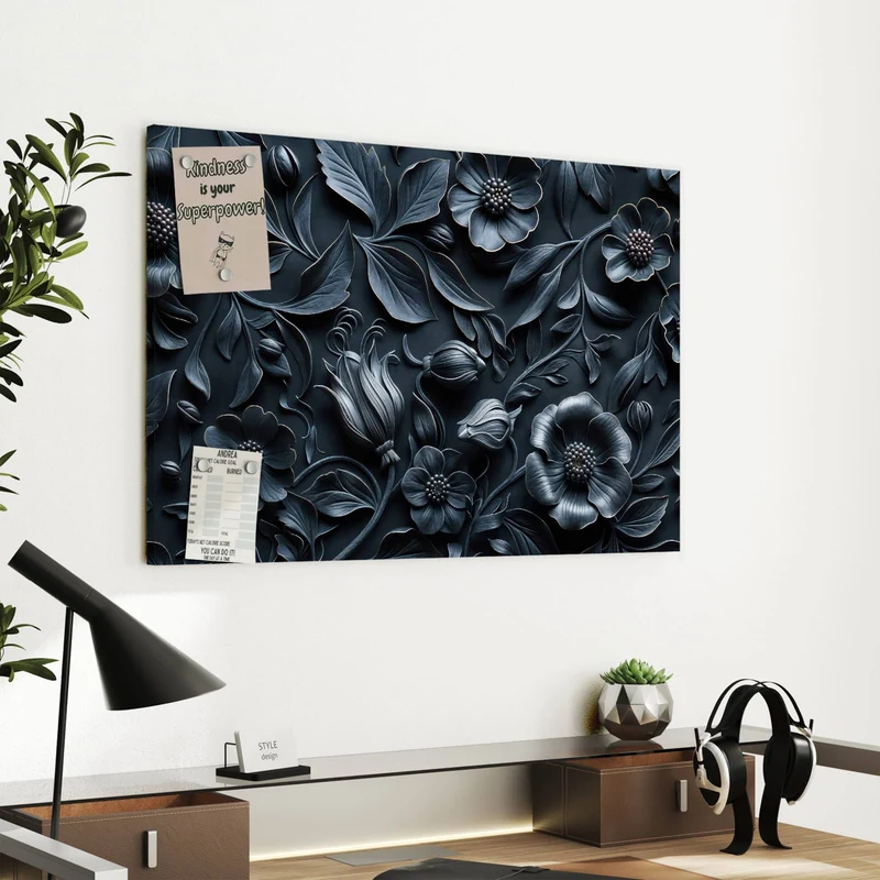 Metall Magnettafel - Relief in Anthrazitblau