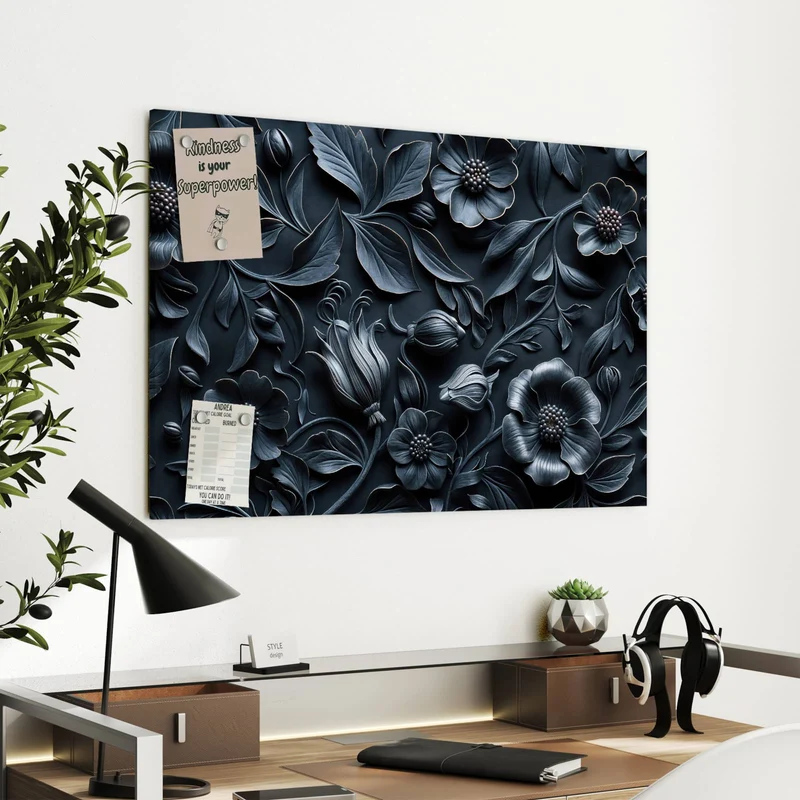 Metall Magnettafel - Relief in Anthrazitblau