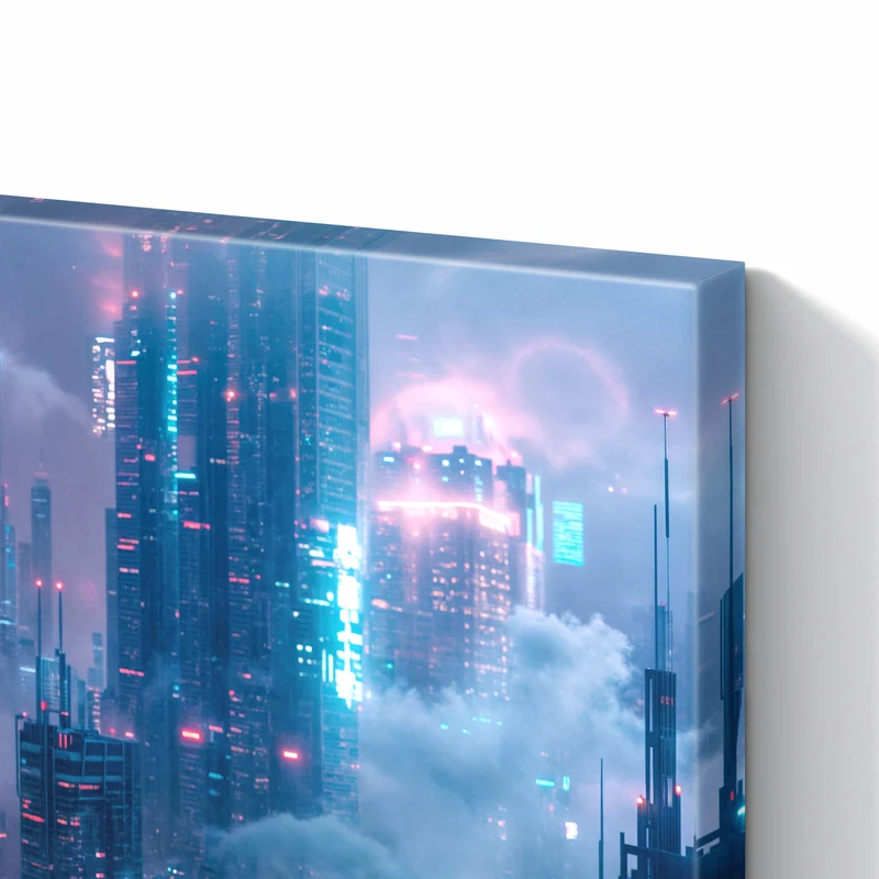 Metall Magnettafel - Wolkenkratzer in Neon