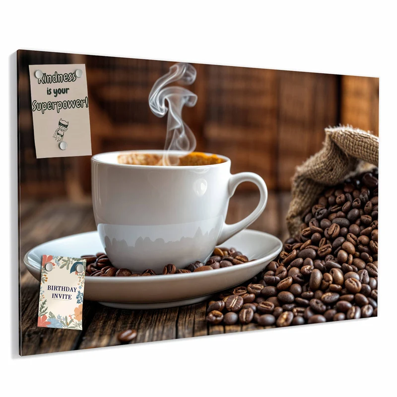 Metall Magnettafel - Dampfende Tasse Kaffee
