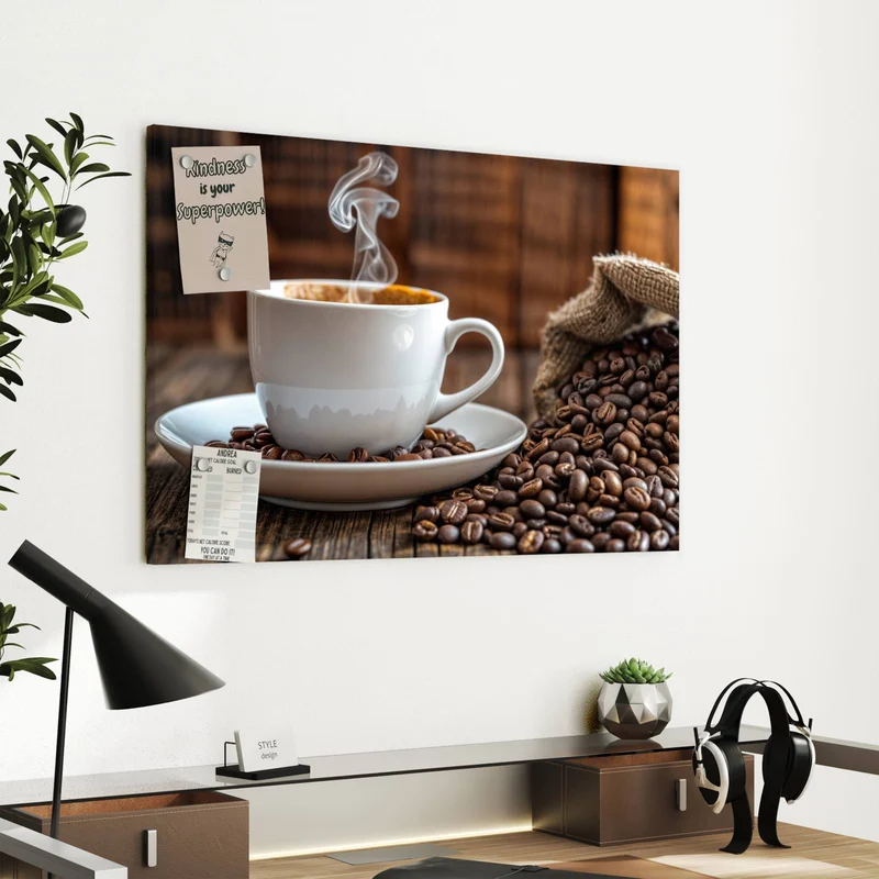 Metall Magnettafel - Dampfende Tasse Kaffee