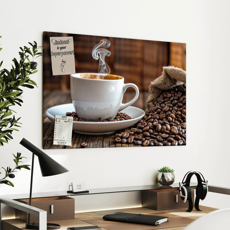 Metall Magnettafel - Dampfende Tasse Kaffee
