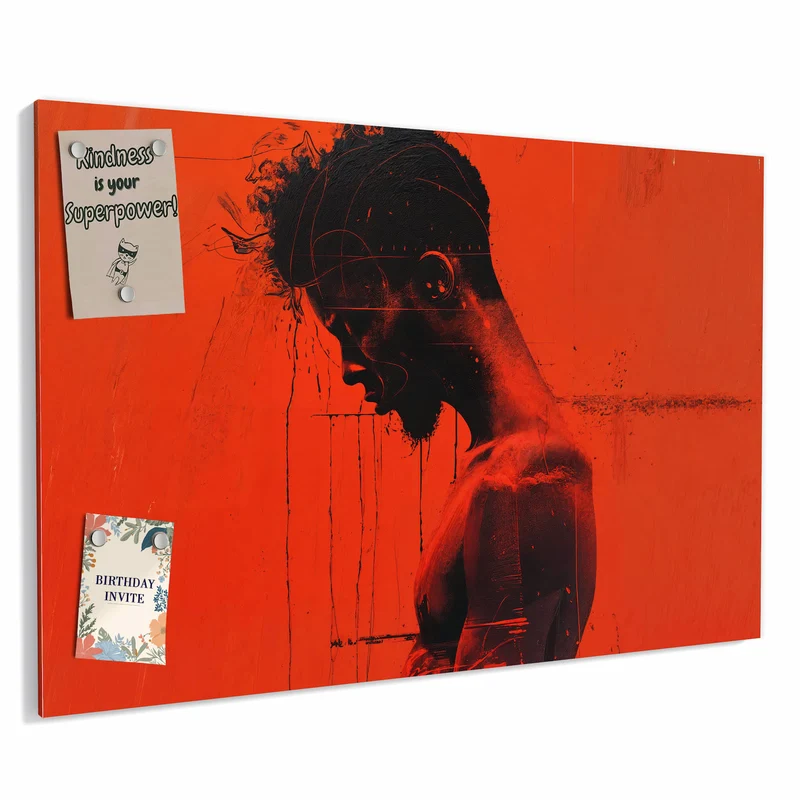 Metall Magnettafel - Silhouette vor Rot