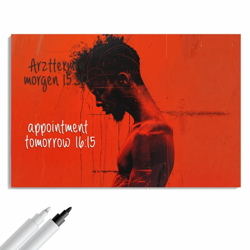 Metall Magnettafel - Silhouette vor Rot