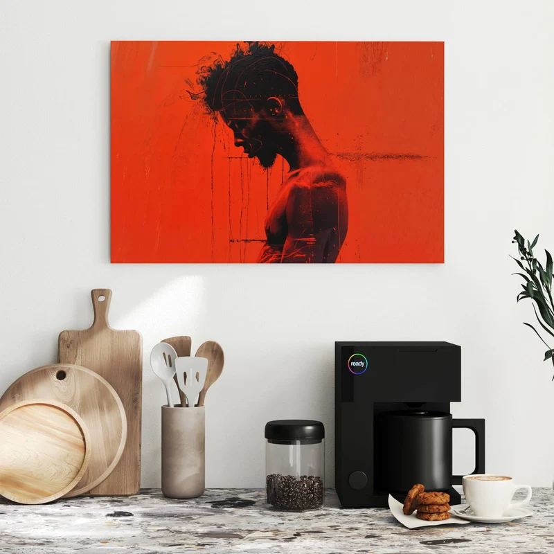Metall Magnettafel - Silhouette vor Rot
