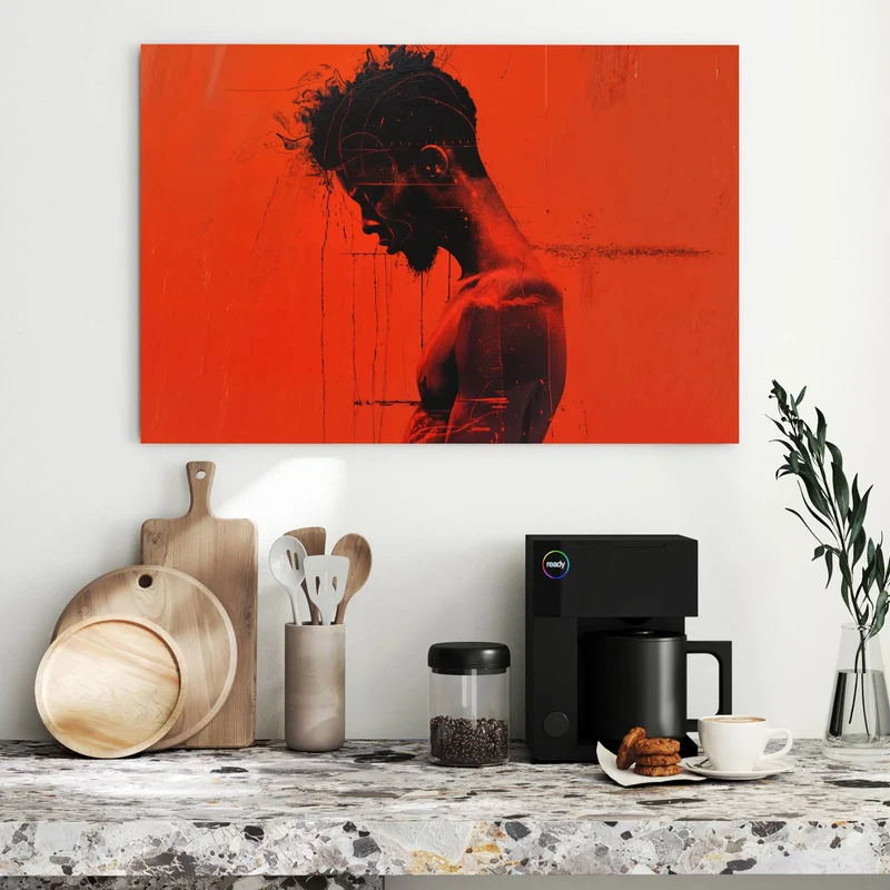 Metall Magnettafel - Silhouette vor Rot