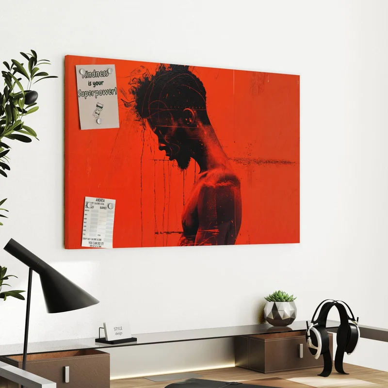 Metall Magnettafel - Silhouette vor Rot