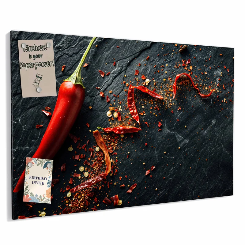 Metall Magnettafel - Chili auf Schiefer