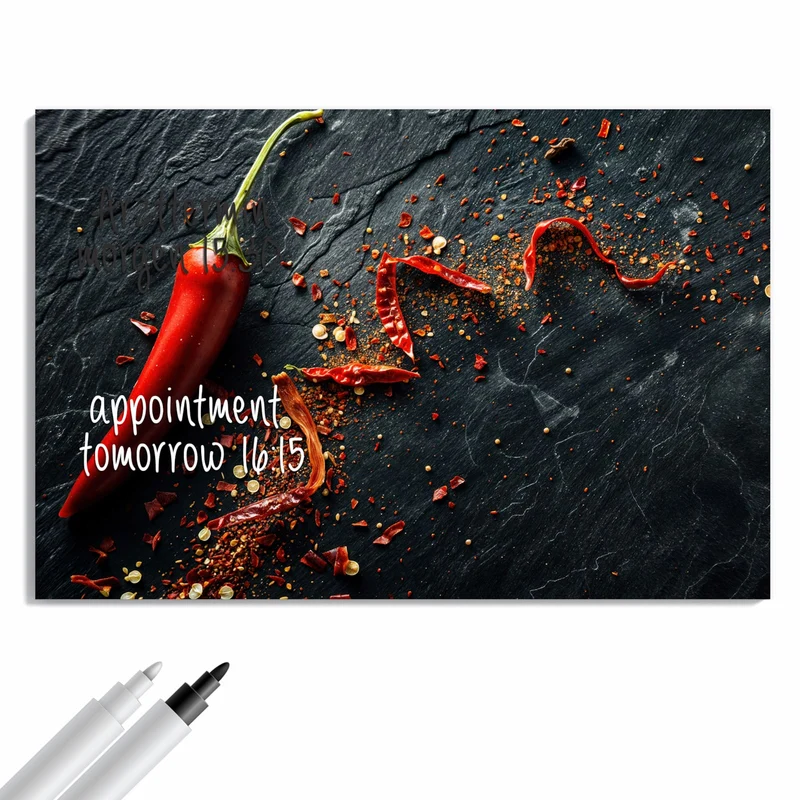 Metall Magnettafel - Chili auf Schiefer