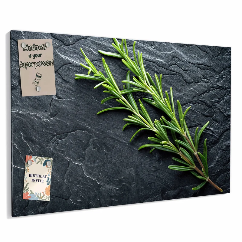 Metall Magnettafel - Rosmarin auf Schiefer