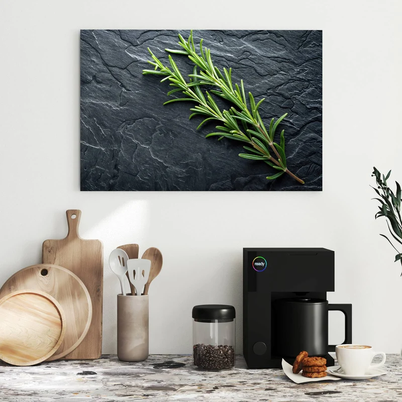 Metall Magnettafel - Rosmarin auf Schiefer
