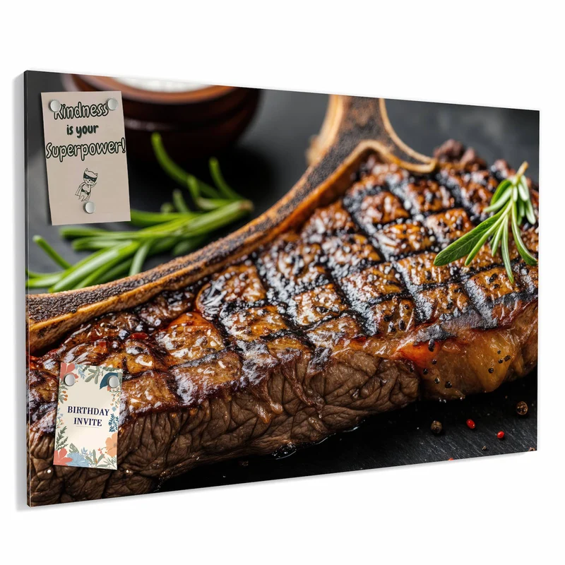 Metall Magnettafel - T-Bone-Steak vom Grill