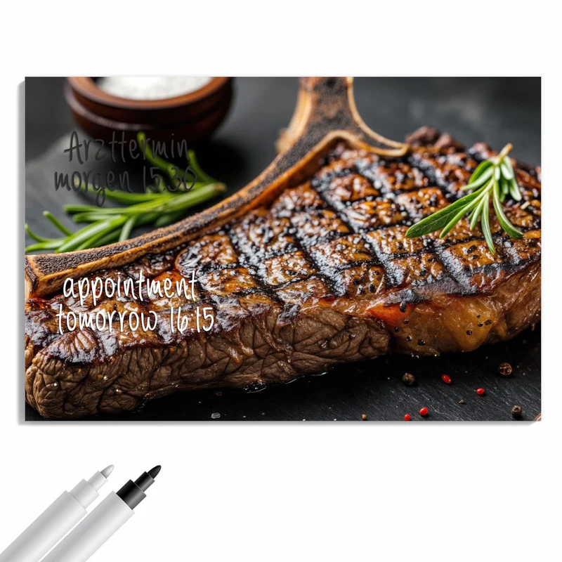 Metall Magnettafel - T-Bone-Steak vom Grill