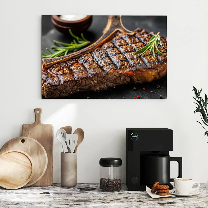 Metall Magnettafel - T-Bone-Steak vom Grill