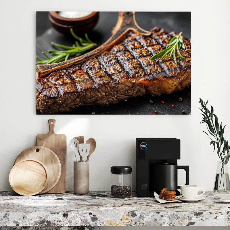 Metall Magnettafel - T-Bone-Steak vom Grill