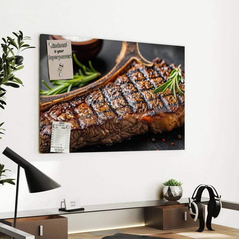 Metall Magnettafel - T-Bone-Steak vom Grill