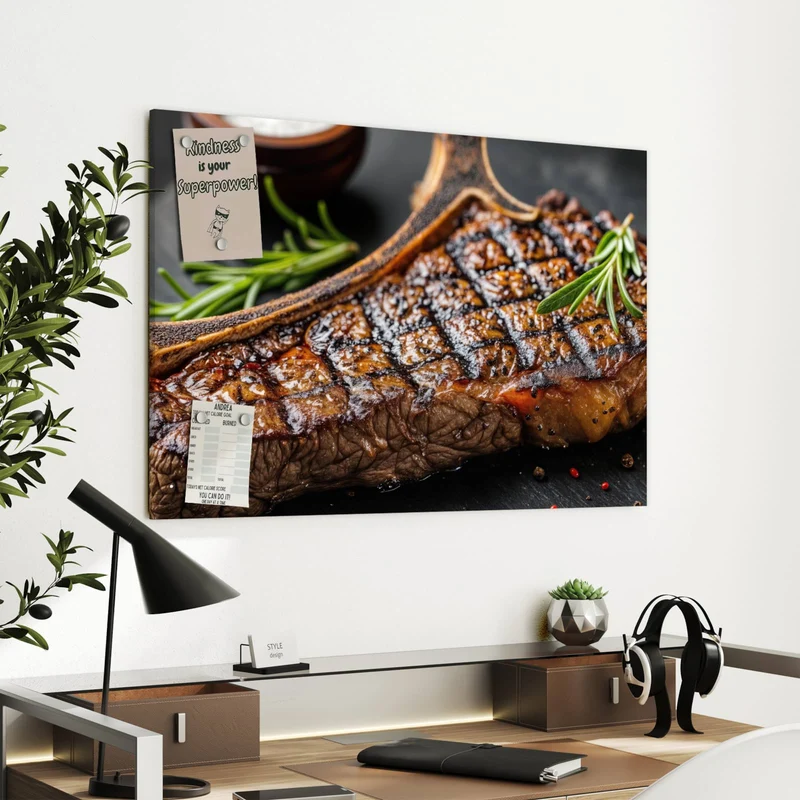 Metall Magnettafel - T-Bone-Steak vom Grill