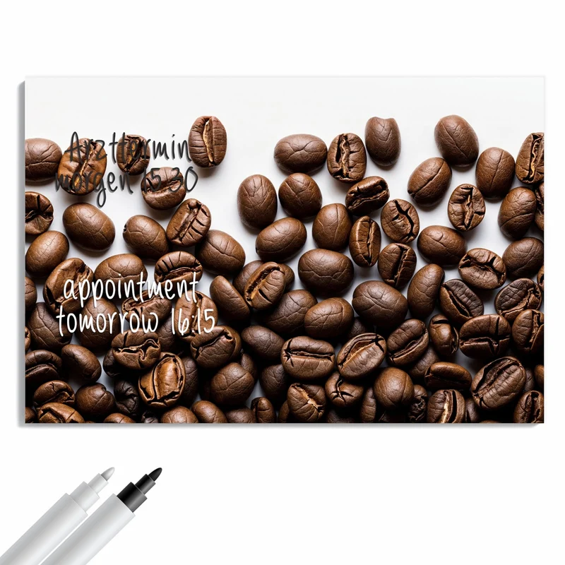 Metall Magnettafel - Röstbohnen auf Weiß