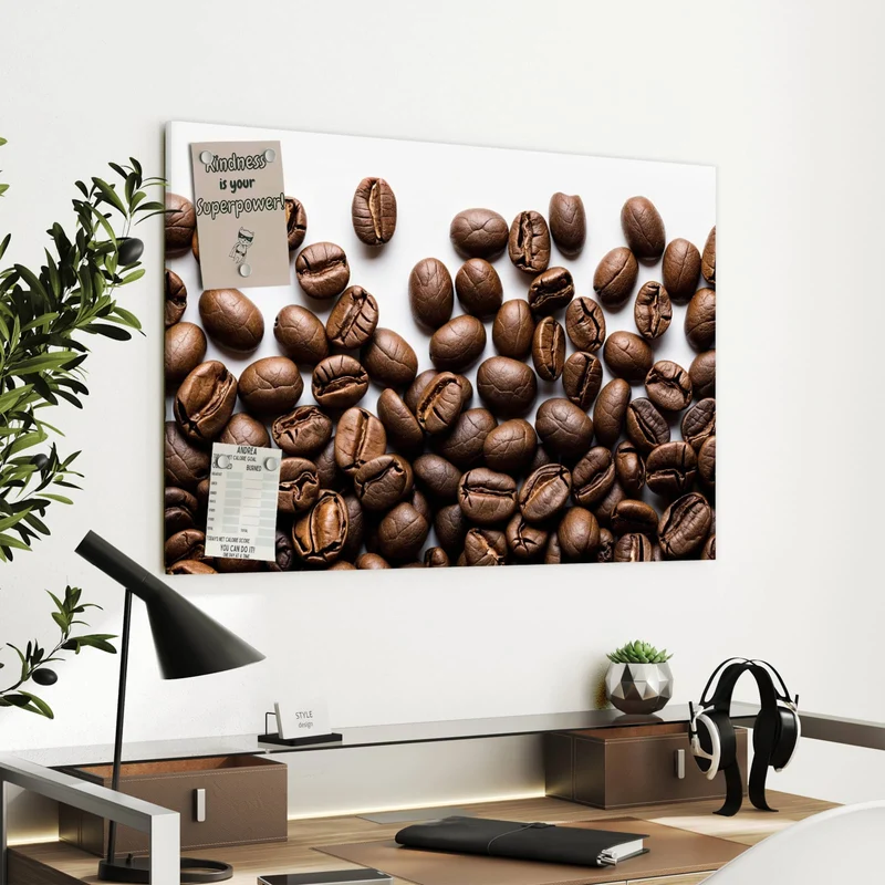 Metall Magnettafel - Röstbohnen auf Weiß