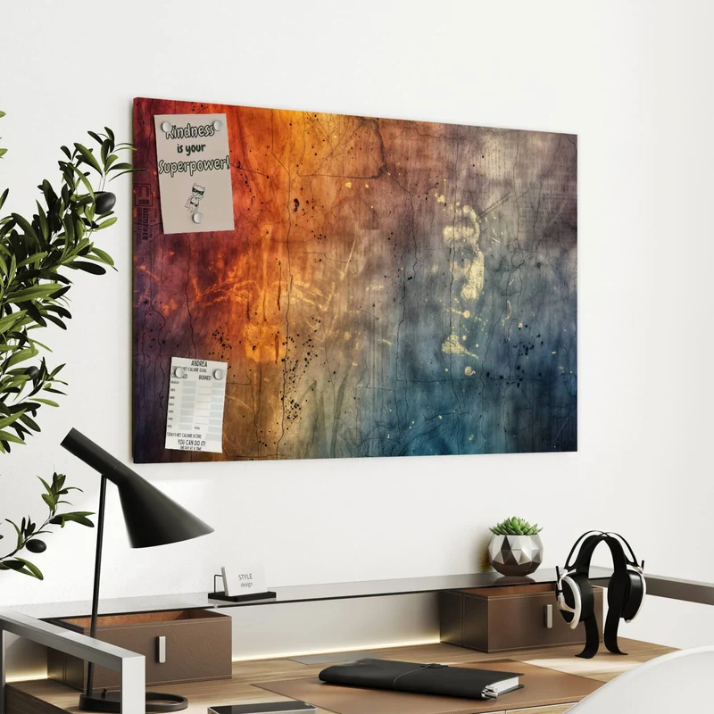 Metall Magnettafel - Rostrot und Blaugrau