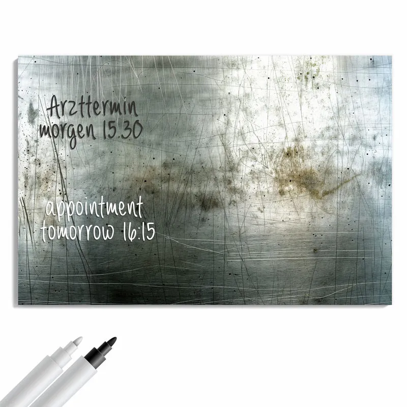 Metall Magnettafel - Zerkratzter Stahl