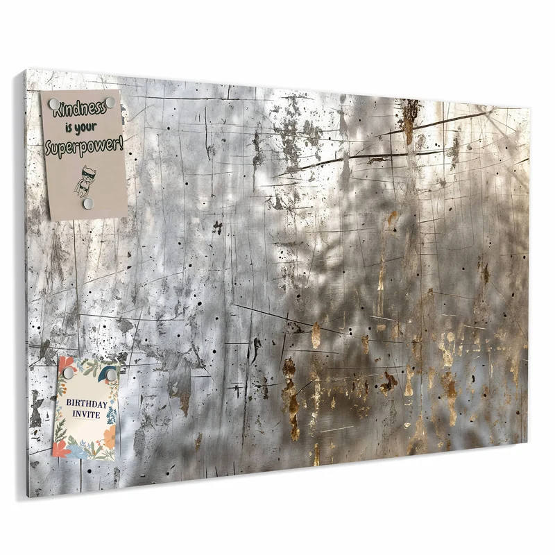 Metall Magnettafel - Goldspuren auf Silber